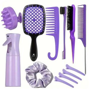 12-Piece Hair Styling Comb Set – Includes Spray Bottle, Styling Combs, and Scalp Massage Brush