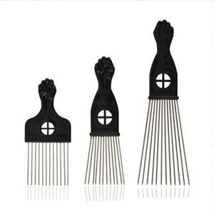 Set of 3 Black Combs Metal Afro Style Curly Hair Comb