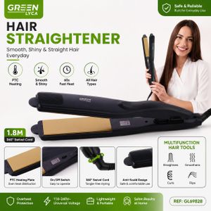 Gree Green Lyca GL69828 Hair Straightener – Black & Gold – 1.8M Cord