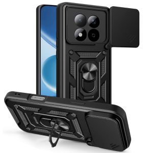 Redmi Note 15 Pro 4G Case Slide Window Lens Protection with Magnetic Stand Ring - Black