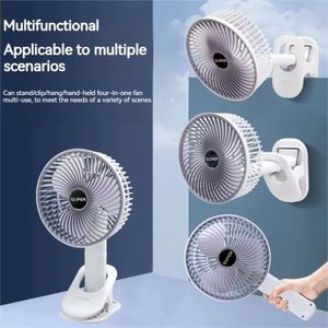 VoltEra Portable three-speed cordless electric fan with hand clip, circulating cooling fan, suitable for camping, desktop, and office use, with detachable base.