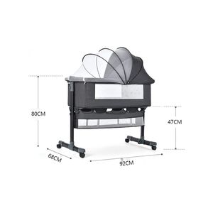 Baby Bassinet Bedside Sleeper Breathable Mesh Design Cradle Bed with Mosquito Net for Baby / Infants (L92 x W68 x H80) cm / (L36.2 x W26.8 x H31.5) inch - Dark Grey