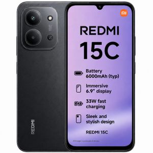 Xiaomi Smart telephone Redmi 15C 6.9'' 8GB RAM + 256GB ROM - LTE Dual SIM - 50MP/8MP - 6000mAh - Midnight Black 1 year warranty