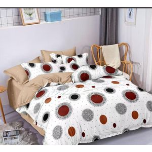 Spice Bedsheets Kingsize Bedsheets-7 Pieces-White And Brown 
