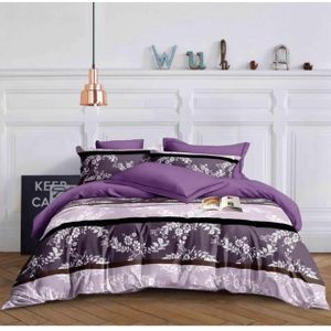 Spice Bedsheets Double bed 2 pillow cases- 1 bedsheet-Violet And White