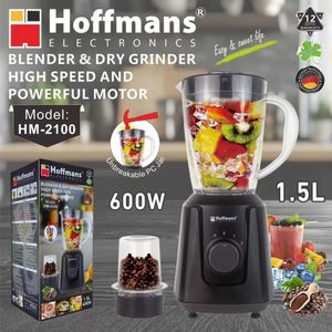 Hoffmans High Speed Commercial 2 in 1 Electric Blender and Dry Grinder - White/Black