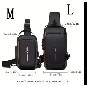 Fashion Choice Guy's Crossbody Bag Zipper Closure - Adjustable Shoulder Strap Phone/Tablet Pocket  Backpack- Men's Secure - Anti-Theft Motorcycle Backpack with Lock, Convertible Crossbody Bag - Medium 