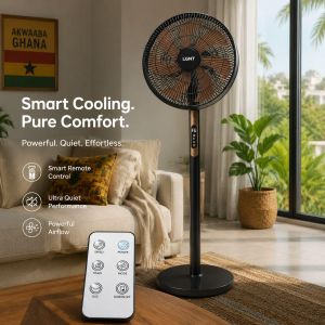 LGNT 16-Inch 7-Blade Standing Fan with Remote & Display - Black