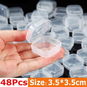 Clear Small Plastic Containers Transparent Storage Organizer Box with  Hinged Lid for Items Crafts Jewelry Package