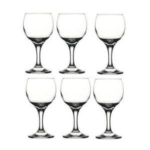 6 Pcs Red Cherry Goblet Wine Glasses 430ml - Transparent