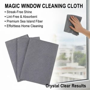 ASCENT 3PCS Magic Streak-Free Glass Cleaning Cloth, Lint-Free Reusable Microfiber Polishing Towel, Absorbent Miracle Wipe for Windows, Mirrors, Car & Kitchen