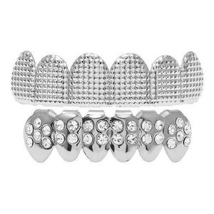 Fashionable Shiny Teeth Grid, Hip Hop Diamond Top for Men and Women, and Silver