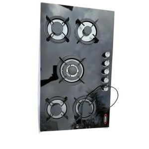 Big Size Automatic Ignition 5 burner Gas Glass top Cooker- Black 