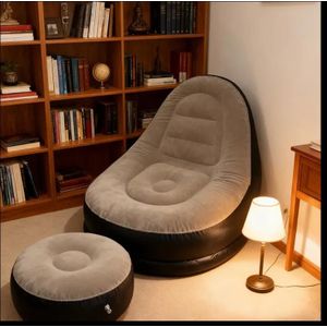 Luxury Paris 2-Set Inflatable Lazy Sofa Bed With Footrest – Portable Foldable Air Couch Recliner For Adults Indoor & Outdoor Use