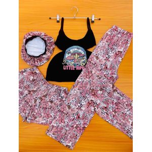 4in1 Fashion Ladies Night Wear Top, Trousers And Shorts