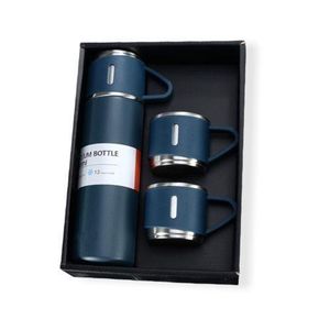 Double-Layer Stainless Steel Vacuum Insulated Flask Gift Set 500ml - Blue