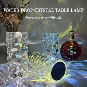 General USB rechargeable water drop shape crystal table lamp bedroom dining table touch acrylic warm romantic atmosphere night light
