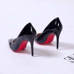 Luxury Women High Heel Shoes Red Bottoms Shiny Black Nude Pointed Toe  Wedding Shoes 8cm 10cm 12cm Thin Heels Sexy Women's Pumps