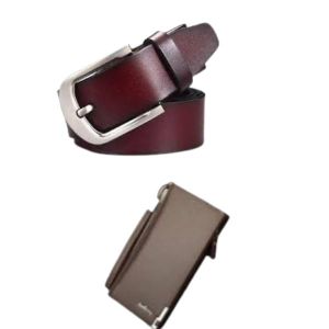 Leather Belt With Wallet  - Brown