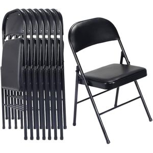 6Pieces Metal Padded Foldable Chairs - Black