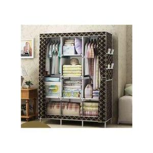 Portable Wardrobe 130-14S - 8 Shelves - Black/Gold