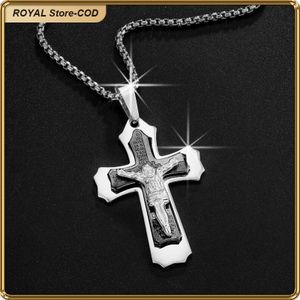 ASHION Collier Pendentif Croix Unisexe en Acier Inoxydable – Bijou Mode