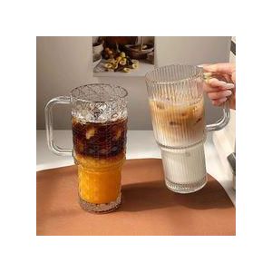 2025 Premium Giant Handle Straw Glass Tumbler 1.5L Large Capacity Chic Aesthetic for Office Coffee