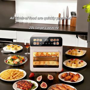 6L 2 In 1 Air Fryer & Convection Oven Digital Touch Screen Visible Window 10 Cooking Presets Oil-Free Multi Cooker For Family Baking Grilling Roasting