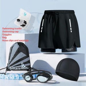 Gukbis Men's swimsuit, swim cap, swimming goggles, five-piece swimming set