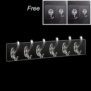 1pc Six-row Hook Wall-mounted Adhesive Hook With Free Gifts