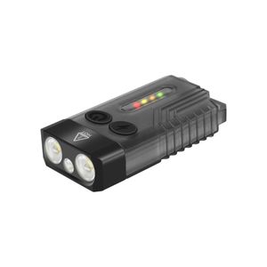 Mini EDC Flashlight Multifunction 365nm UV Identification Work Light with Warning Alarm V10 - Transparent Black