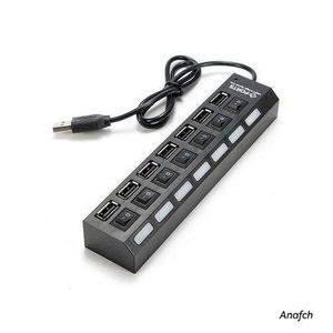 Anfach 7-Port USB 3.0 Hub – High-Speed Data Splitter with Individual LED Switches
