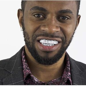 Iced Teeth Grillz Caps Rapper Jewelry-Silver 