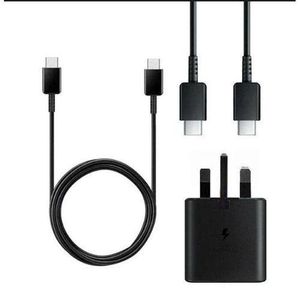 120W Super Fast Charger 25W (3 pins) With Type-C to Type-C Cable - Black