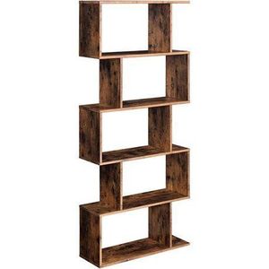 Lazava 5-Tier Display Shelf Freestanding Bookcase Room Divider-Brown