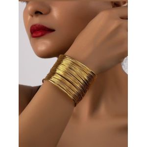Elegant Multi-Layer Gold Wire Cuff Bangle – Stylish Statement Bracelet for Women