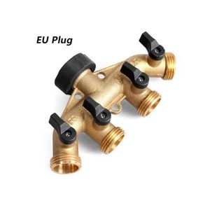 3/4" Garden Hose Splitter (4 Way) Solid Brass Hose Connector Tap Adapter - EU Plug