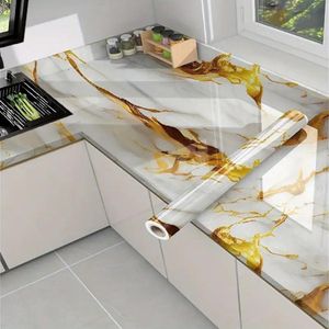 Platinum marble wallpaper, oil and water resistant marble wallpaper for kitchens - 40 x 300 cm