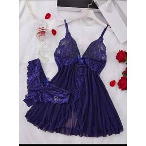 Women's Lingerie Nightware With G-String - Blue