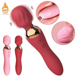 Double-Headed Wand Vibrator Rechargeable Adult Sex Toys for Women G Spot Vibrator Full Body Massage Silicone Stick