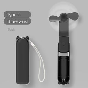 Mini Rechargeable Hand Fan Power Bank Functions Black