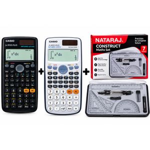Original Casio fx-991ES PLUS Scientific Calculator Combo (Black & White) + Nataraj 7-Piece Maths Set