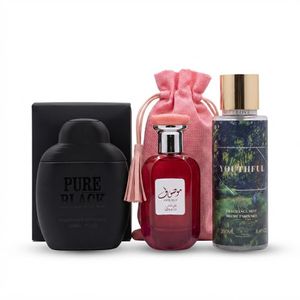 Lattafa and Yara MUSUF Pink, Pure Black Perfume & Youthful Body Spray – 100ml, 100ml & 250ml