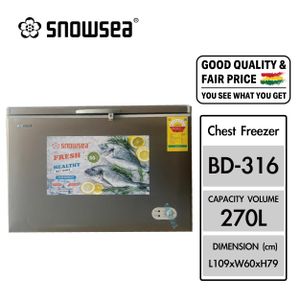 Snowsea 270 Litre Chest Freezer With Sliding Glass, Lock, And Caster BD316