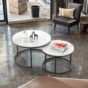 Modern Marble Top Nesting Coffee Table Set, center table