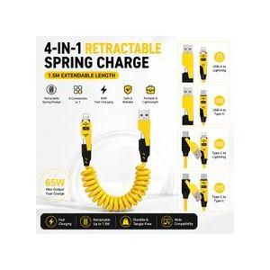 4-in-1 Retractable Fast Charging Spring Data Cable