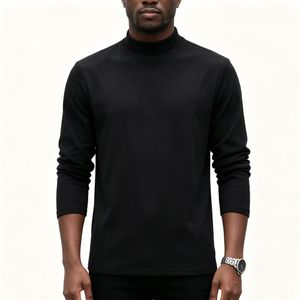 VEOUNDK Men's Long Sleeve T Shirt Slim Fit Soft Breathable Casual Office Tops - Black