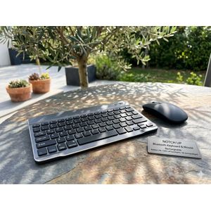 Ultra-Slim Wireless Bluetooth Keyboard & Mouse Kit - Rechargeable Combo for iPad, Tablet & Phone-Black