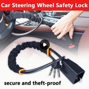 Steering Wheel & Seatbelt Dual-Function Lock - Universal Vehicle Anti-Theft Device, Includes 3 Keys, Effectively Prevents Vehicle Theft,Compatible with Most Sedans, Trucks, SUVs, and V-ans (Black)