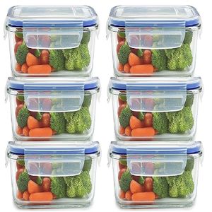 Food Storage Containers With Lid 1100ml - 6 Pcs - Transparent/Blue